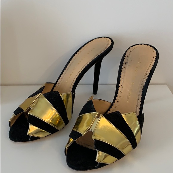 Charlotte Olympia Shoes - Charlotte Olympia black and gold heels